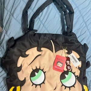 BETTY BOOB Whatever! Makes You Happy Betty Boop Face Puffer Tote Bag